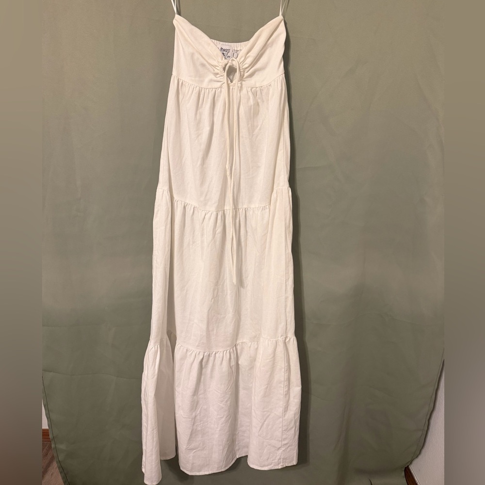 Princess Polly Cream Tie Neck Dress